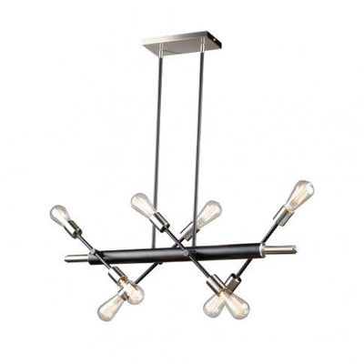 Black with Brushed Nickel Frame Adjustable Linear Pendant - LV LIGHTING