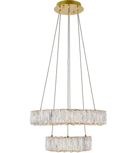 LED Gold with Crystal Double Ring Chandelier - LV LIGHTING