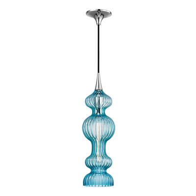 Steel with Ribbed Spindle Blow Glass Pendant