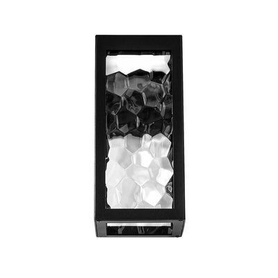 LED Black Aluminum Frame with Clear Hammered Glass Diffuser Outdoor Wall Sconce - LV LIGHTING