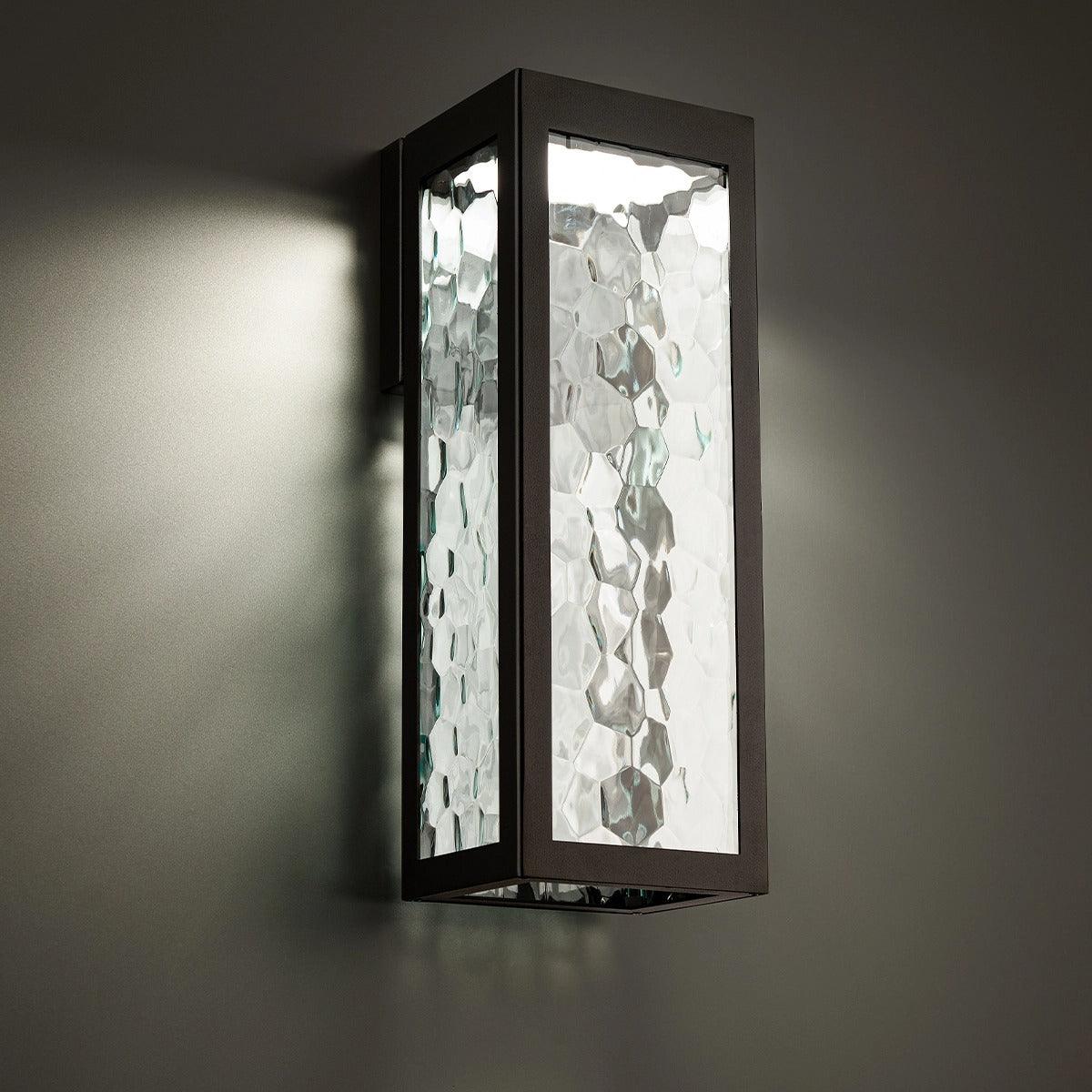 LED Black Aluminum Frame with Clear Hammered Glass Diffuser Outdoor Wall Sconce - LV LIGHTING