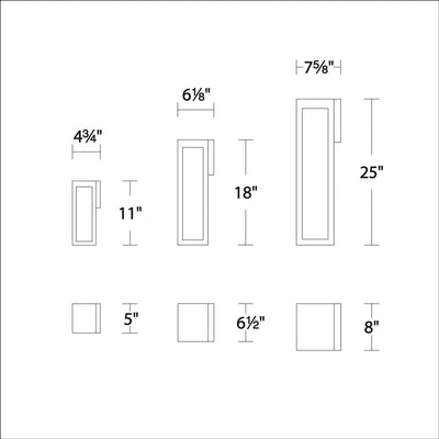 LED Black Aluminum Frame with Clear Hammered Glass Diffuser Outdoor Wall Sconce - LV LIGHTING