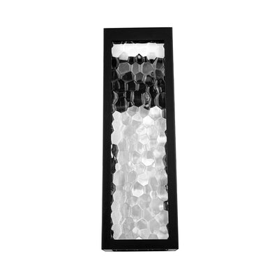 LED Black Aluminum Frame with Clear Hammered Glass Diffuser Outdoor Wall Sconce - LV LIGHTING