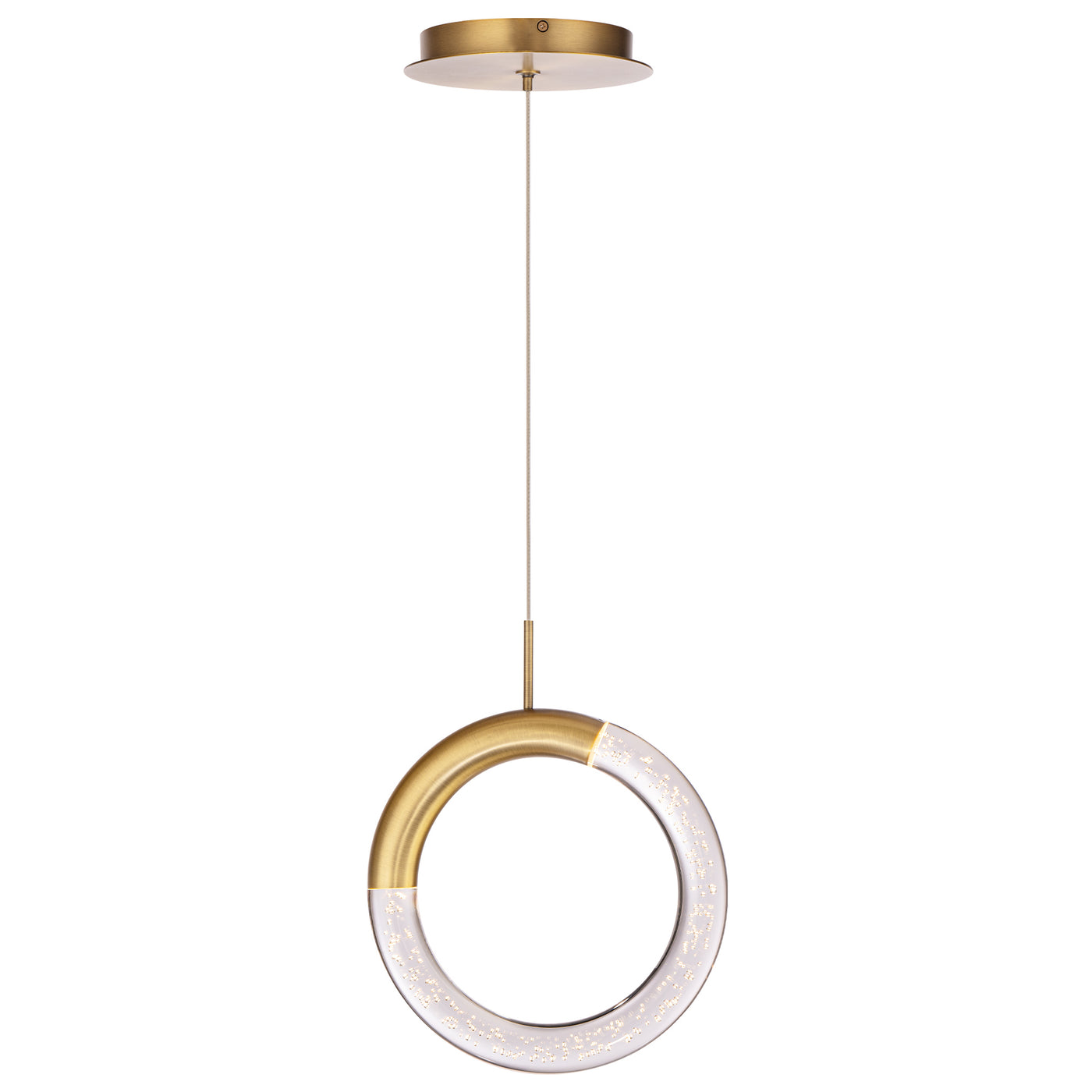 LED Aged Brass Frame with Acrylic Diffuser Ring Pendant