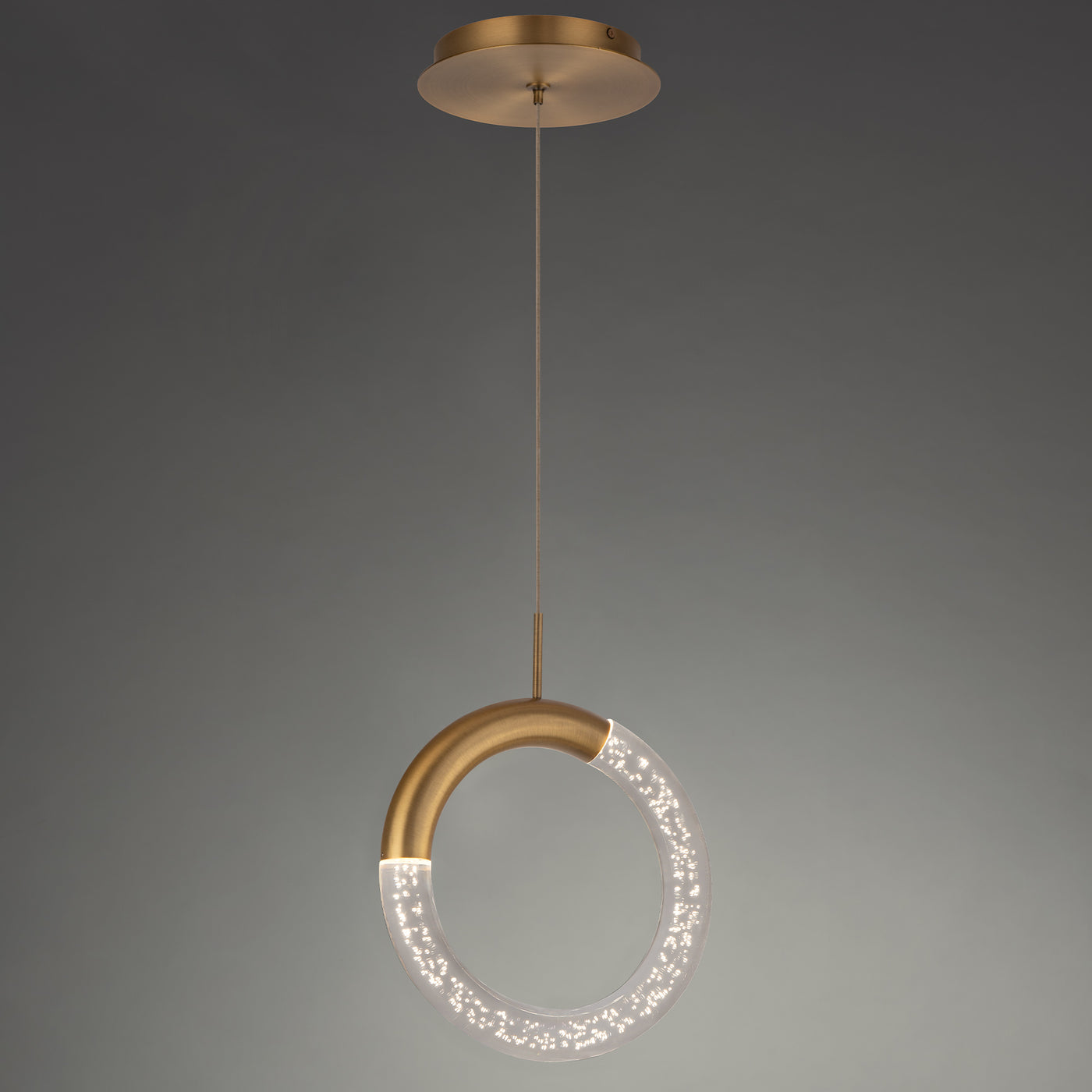 LED Aged Brass Frame with Acrylic Diffuser Ring Pendant