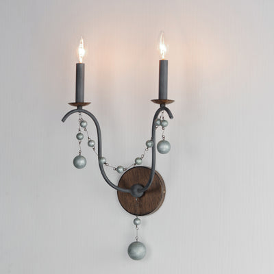Steel Curve Arms with Hanging Element Wall Sconce