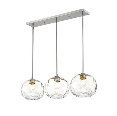 Steel with Clear Water Textured Glass Shade Pendant - LV LIGHTING
