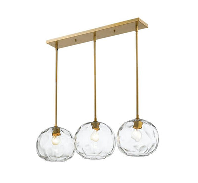 Steel with Clear Water Textured Glass Shade Pendant - LV LIGHTING