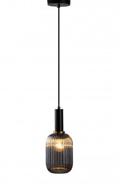 Black and Antique Gold with Smoke Shade Single Pendant - LV LIGHTING