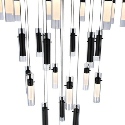 LED Cylindrical Steel Shade with Clear Glass Chandelier