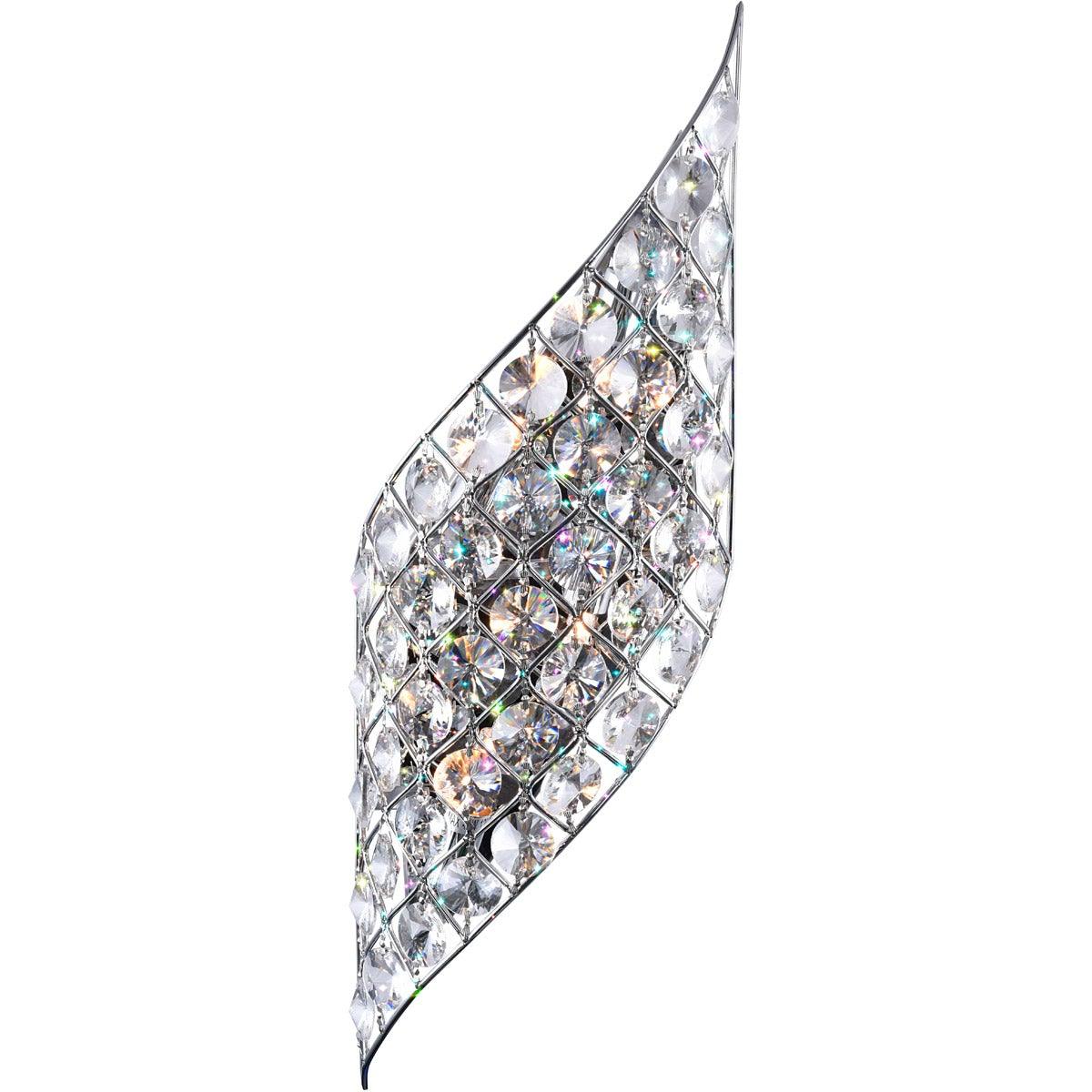 Chrome with Crystal Curved Wall Sconce - LV LIGHTING
