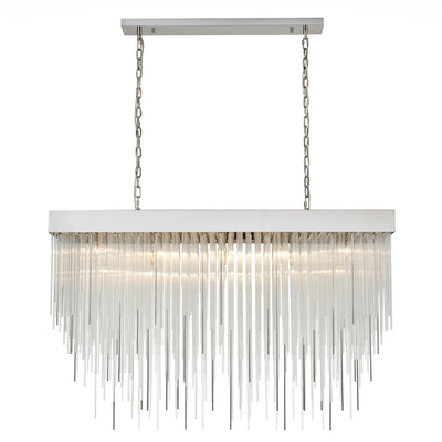 Steel Rectangular Frame with Clear Glass and Steel Rod Linear Chandelier