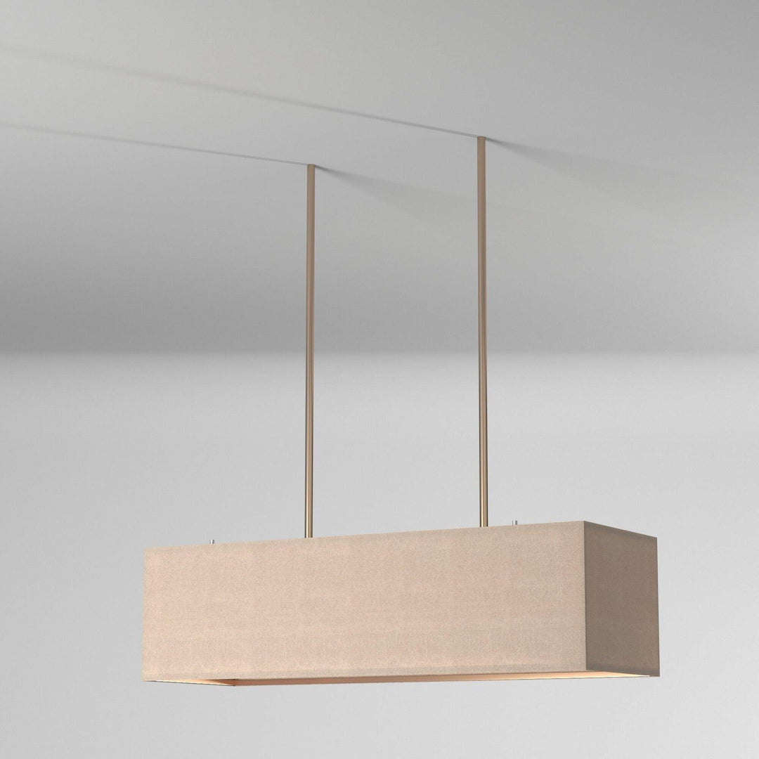 Rectangular Oatmeal Linen Shade Linear Chandelier - LV LIGHTING