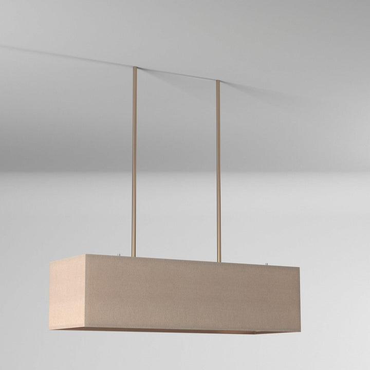 Rectangular Oatmeal Linen Shade Linear Chandelier - LV LIGHTING