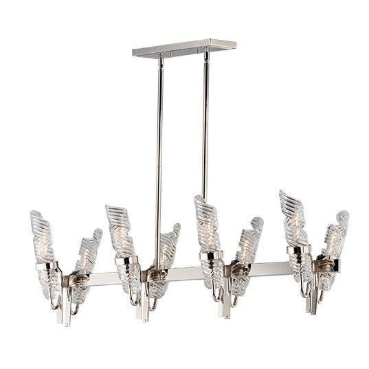 Polished Nickel with clear Spiral Glass Shade Linear Pendant - LV LIGHTING