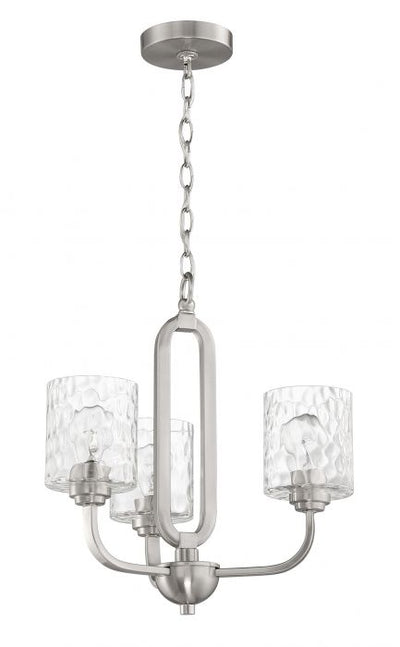 Steel Frame with Clear Hammered Glass Shade Pendant / Chandelier