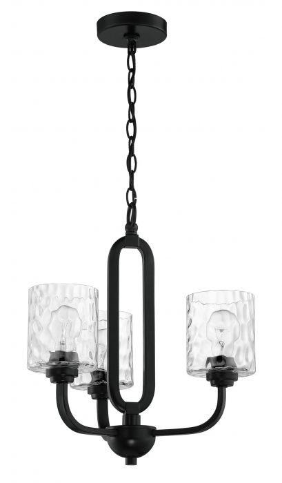 Steel Frame with Clear Hammered Glass Shade Pendant / Chandelier