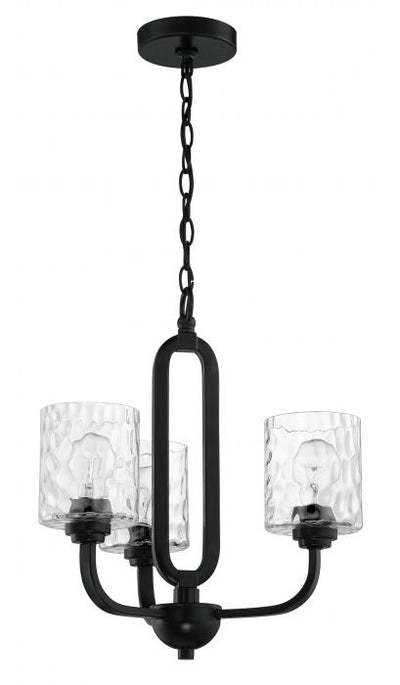 Steel Frame with Clear Hammered Glass Shade Pendant / Chandelier