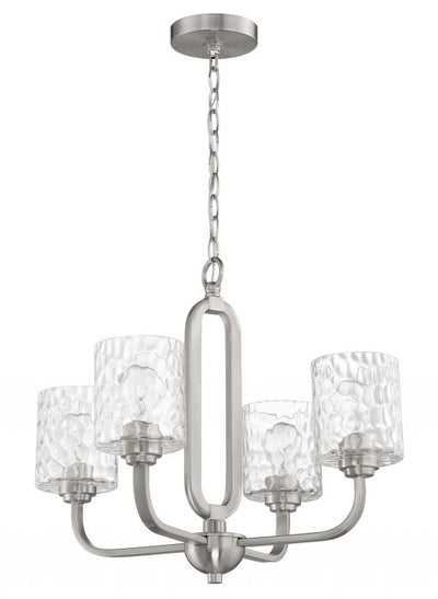Steel Frame with Clear Hammered Glass Shade Pendant / Chandelier