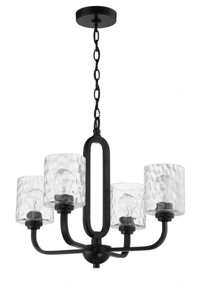 Steel Frame with Clear Hammered Glass Shade Pendant / Chandelier