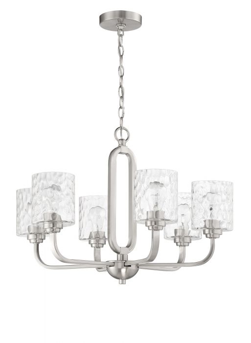Steel Frame with Clear Hammered Glass Shade Pendant / Chandelier