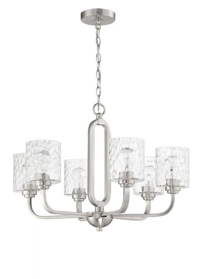Steel Frame with Clear Hammered Glass Shade Pendant / Chandelier
