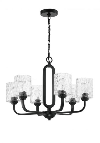 Steel Frame with Clear Hammered Glass Shade Pendant / Chandelier