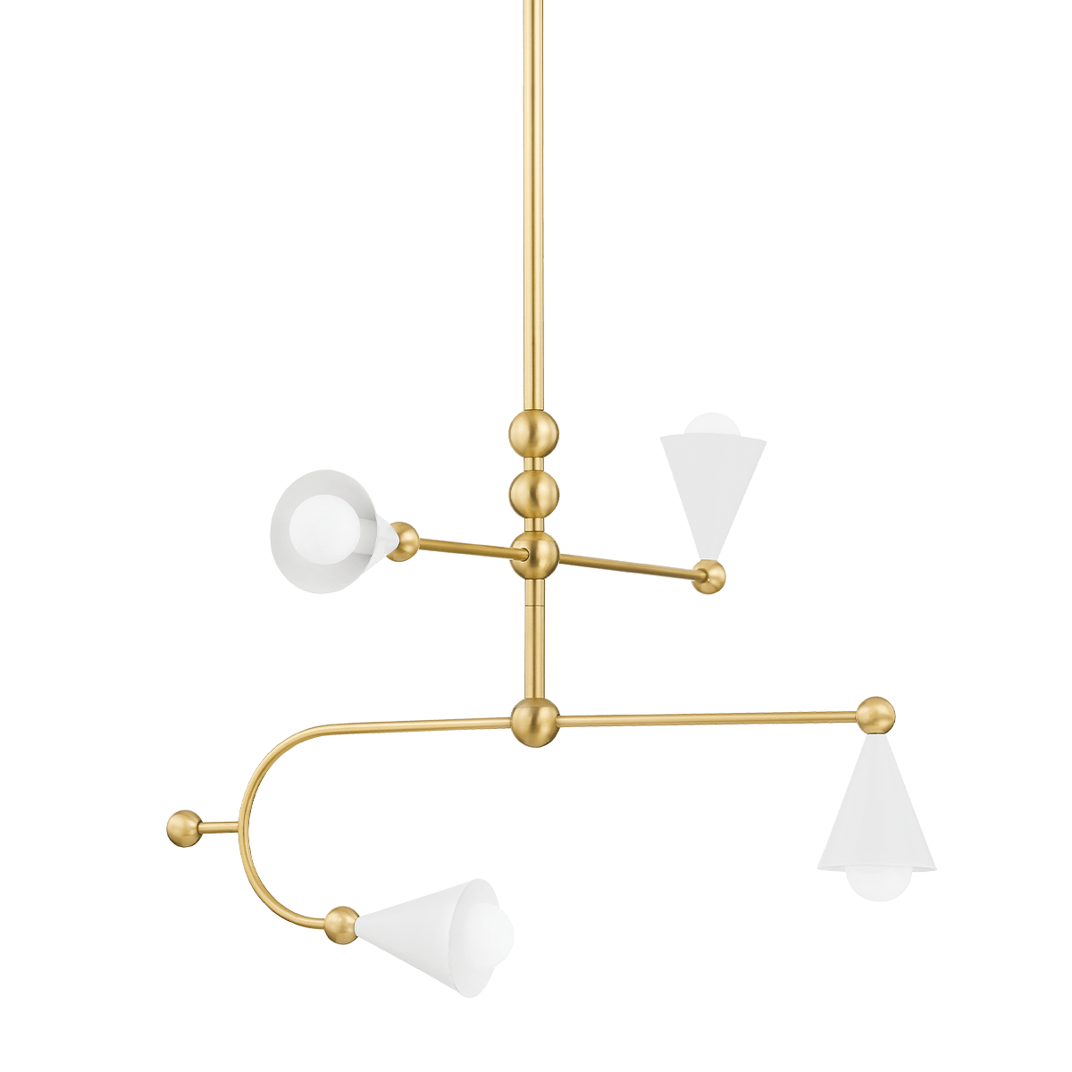 Aged Brass Arms with Soft White Conical Shade Chandelier - LV LIGHTING