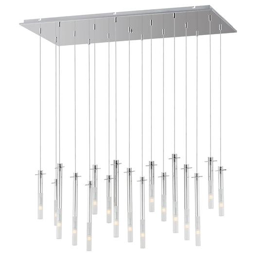 Chrome with Clear and Frosted Cylindrical Glass Tube Linear Chandelier - LV LIGHTING