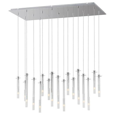 Chrome with Clear and Frosted Cylindrical Glass Tube Linear Chandelier - LV LIGHTING