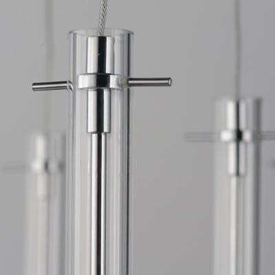 Chrome with Clear and Frosted Cylindrical Glass Tube Linear Chandelier - LV LIGHTING