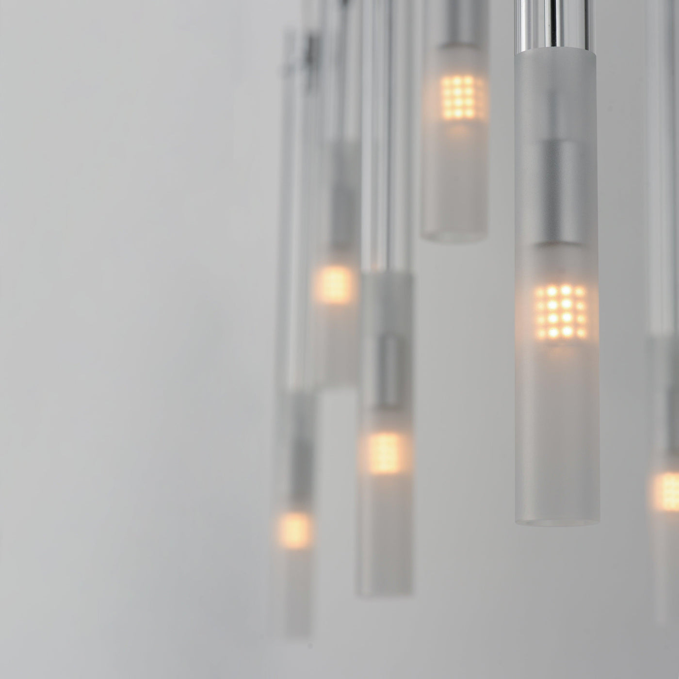 Chrome with Clear and Frosted Cylindrical Glass Tube Linear Chandelier - LV LIGHTING