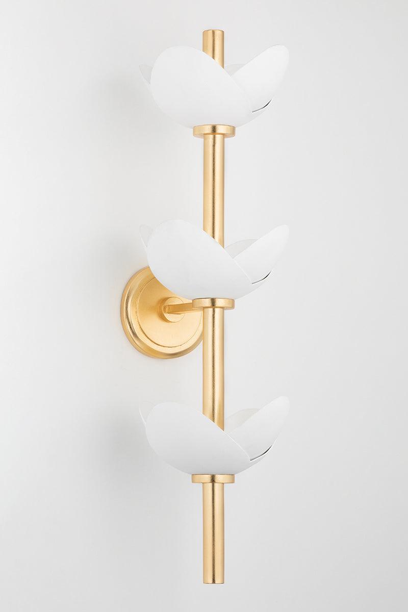 Gold Leaf with White Plaster Petal Shade Wall Sconce - LV LIGHTING