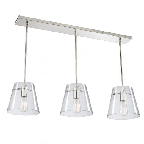 Chrome Frame with Clear Glass Shade Linear Pendant - LV LIGHTING