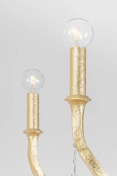 Steel Swirling Arms with Craquelle Crystal Drops Wall Sconce