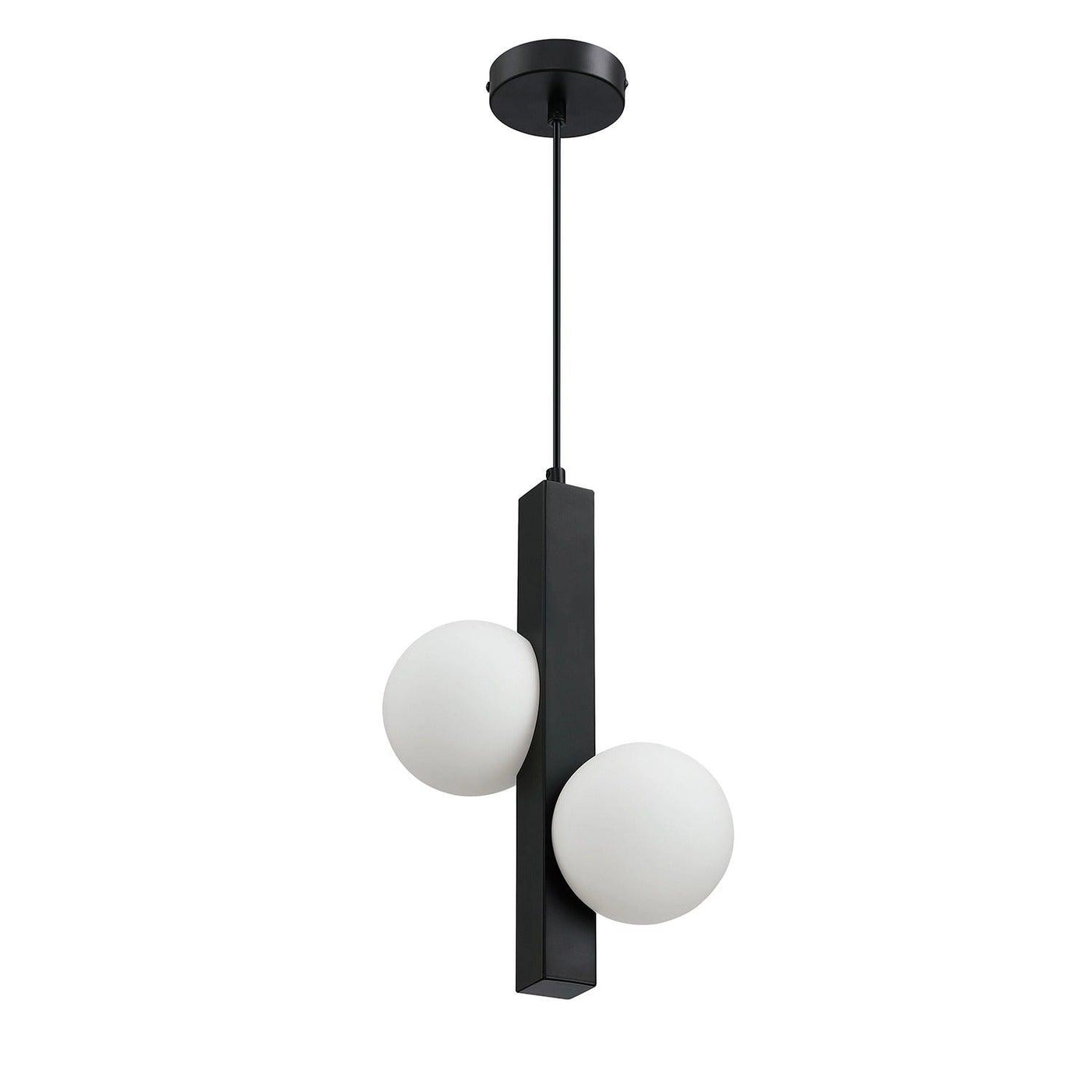Black Frame with Opal White Glass Globe Diffuser Pendant - LV LIGHTING