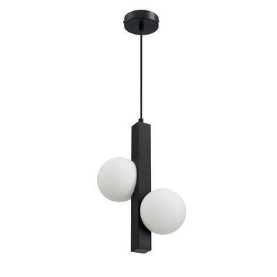 Black Frame with Opal White Glass Globe Diffuser Pendant - LV LIGHTING