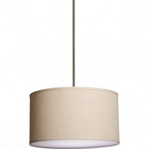 Steel Rod with Linen Drum Shade Pendant