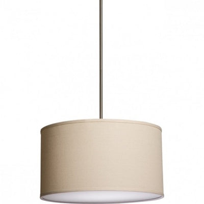 Steel Rod with Linen Drum Shade Pendant