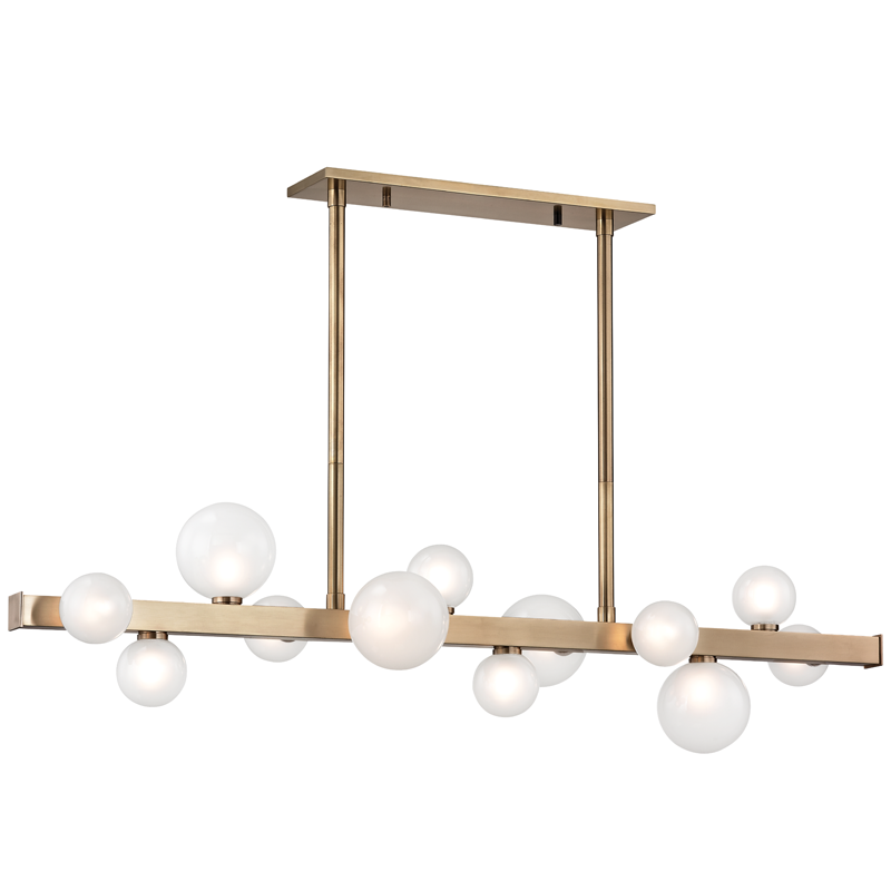Steel with Frosted Glass Globe Linear Pendant
