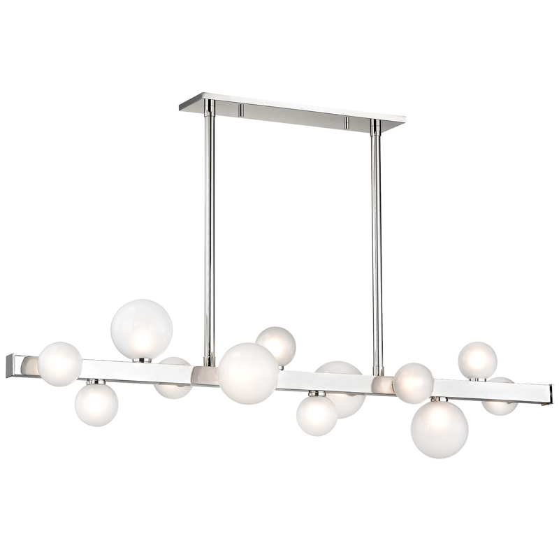 Steel with Frosted Glass Globe Linear Pendant