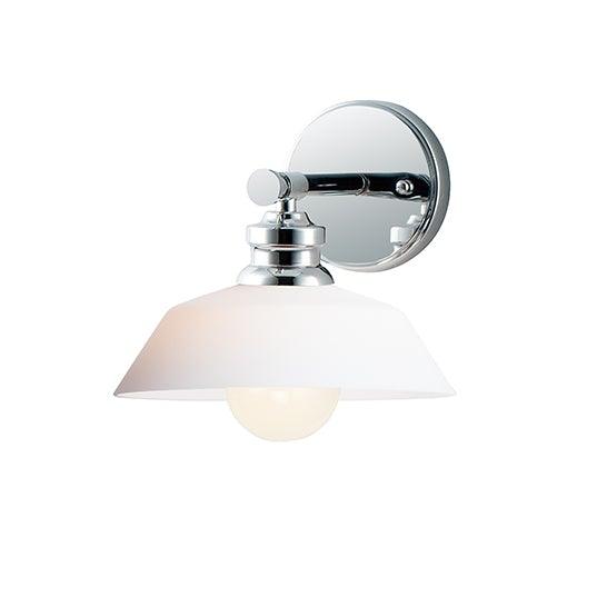 Polished Chrome with Satin White Glass Shade Wall Sconce - LV LIGHTING