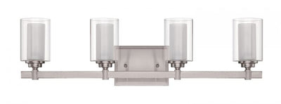 Steel Frame with Clear and Frosted Cylindrical Glass Shade Vanity Light