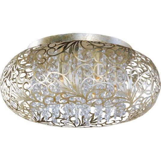Golden Silver with Crystal Strands Antique Style Flush Mount - LV LIGHTING