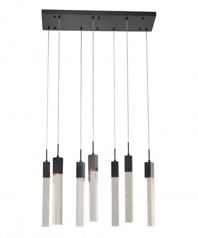 Steel with Clear Bubble Block Crystal Linear Pendant - LV LIGHTING