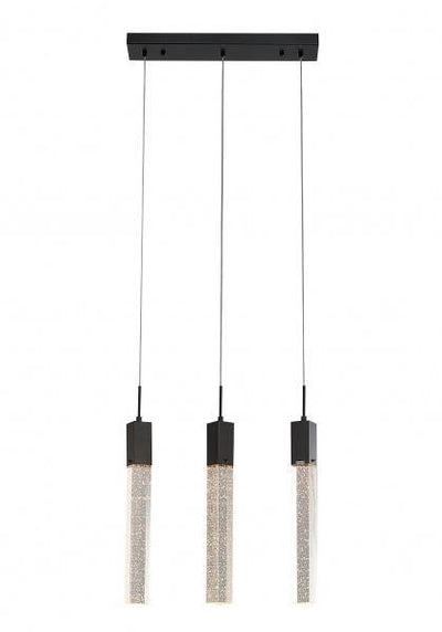 Steel with Clear Bubble Block Crystal Linear Pendant - LV LIGHTING
