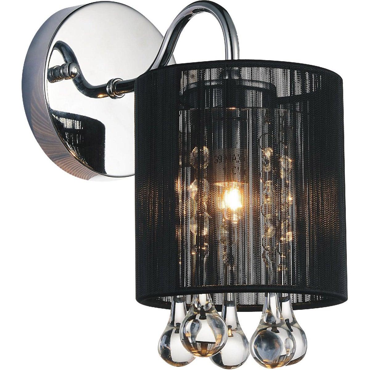 Chrome with Crystal Drop and Fabric Shade Wall Sconce - LV LIGHTING