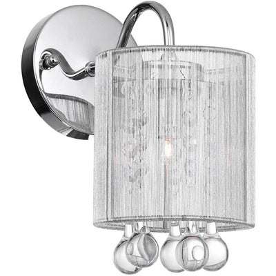 Chrome with Crystal Drop and Fabric Shade Wall Sconce - LV LIGHTING