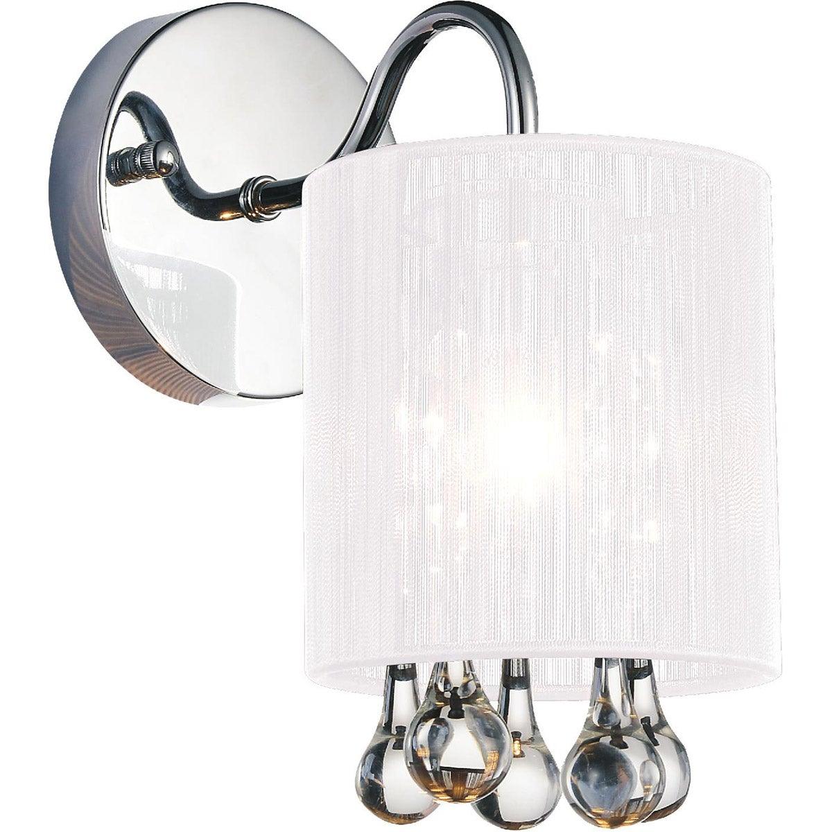 Chrome with Crystal Drop and Fabric Shade Wall Sconce - LV LIGHTING