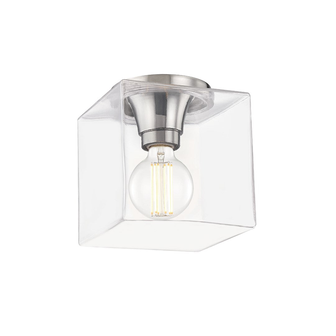 Steel Frame with Clear Square Glass Shade Flush Mount